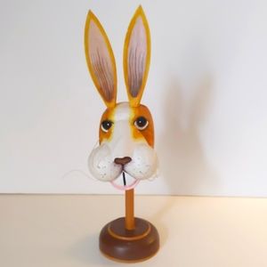 Wooden rabbit with whiskers